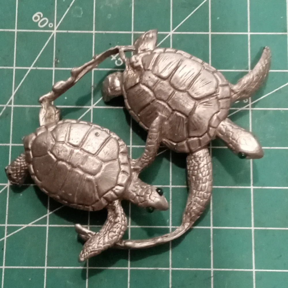 Sea Turtle Nautical Sculpture Signed BTC Very Collectible Adorable Green Eyes